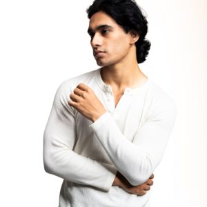 FULL SLEEVE HENLEY T-SHIRT – WHITE
