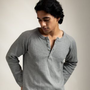 FULL SLEEVE HENLEY T-SHIRT – GREY